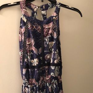 Floral Blue Halter Dress